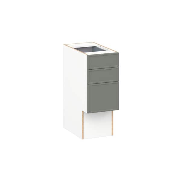 Fairview Moss Green Slim Shaker Assembled Vanity ADA Drawer Base Cabinet with 3 Drawers (12 in. W x 30 in. H x 21 in. D)