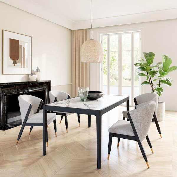 Tokai White White HPL Stone Top 64.2 in. W 4 Legs Base Dining Table (Seats-4)