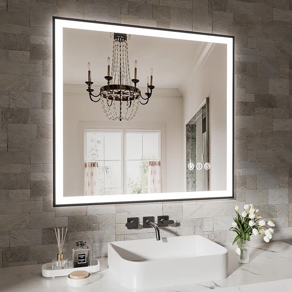36 in. W x 32 in. H Rectangular Frameless LED Wall Bathroom Vanity Mirror with 3 Color Modes in White price history on PriceWatchPro