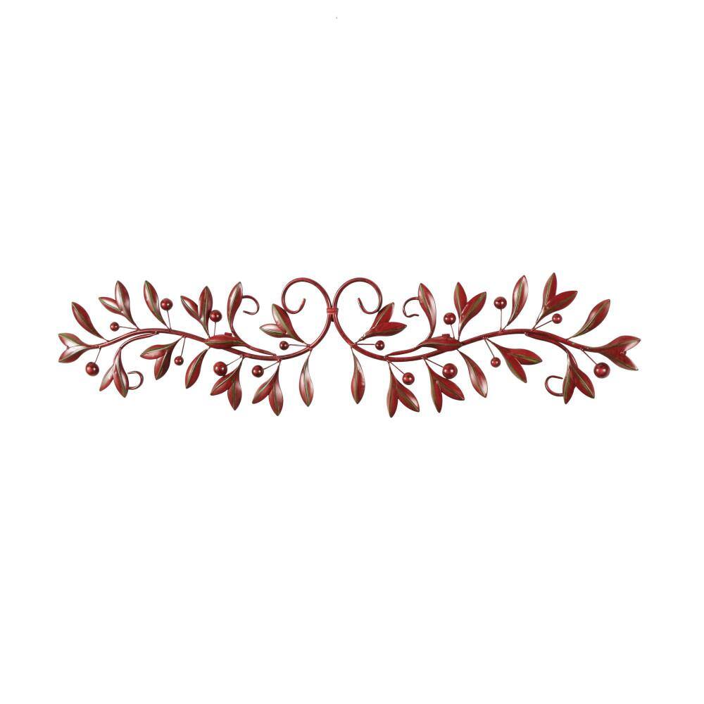 Red and Green Metal Vine Leaf Wall Sculpture