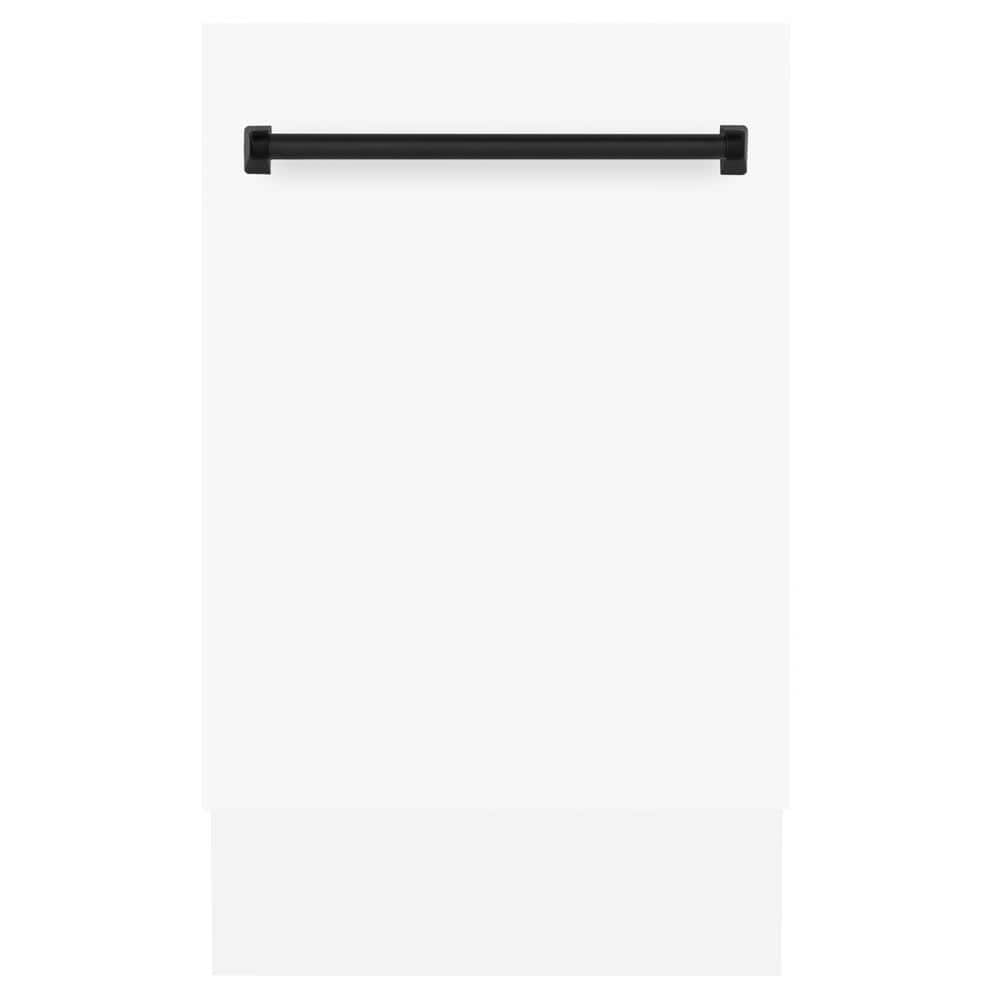 ZLINE Kitchen and Bath Autograph Edition 18 in. Top Control 8-Cycle Tall Tub Dishwasher with 3rd Rack in White Matte and Matte Black, White Matte & Matte Black
