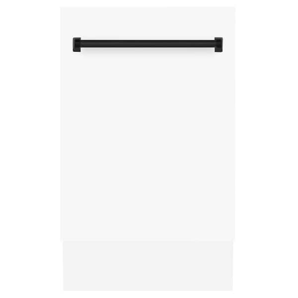 ZLINE Kitchen and Bath Autograph Edition 18 in. Top Control 8-Cycle Tall Tub Dishwasher with 3rd Rack in White Matte and Matte Black