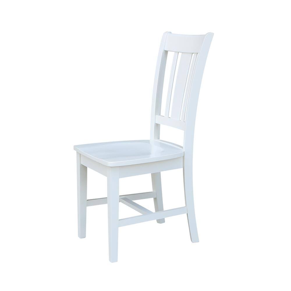 White High Back Solid Wood Slat Dining Chair Set