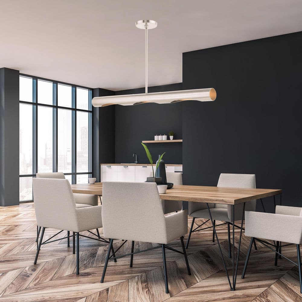 Novato Minimalist 3-Light Brushed Nickel Linear Chandelier