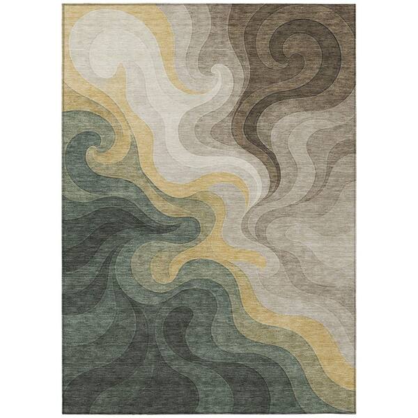 Chantille Machine Washable Indoor/Outdoor Abstract ACN2468 Basil 9 ft. x 12 ft. Area Rug