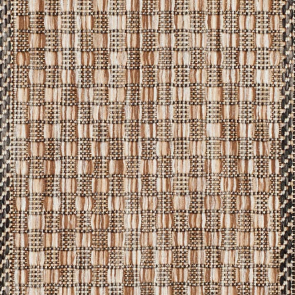 Natural and Black Rectangular Washable Synthetic Area Rug