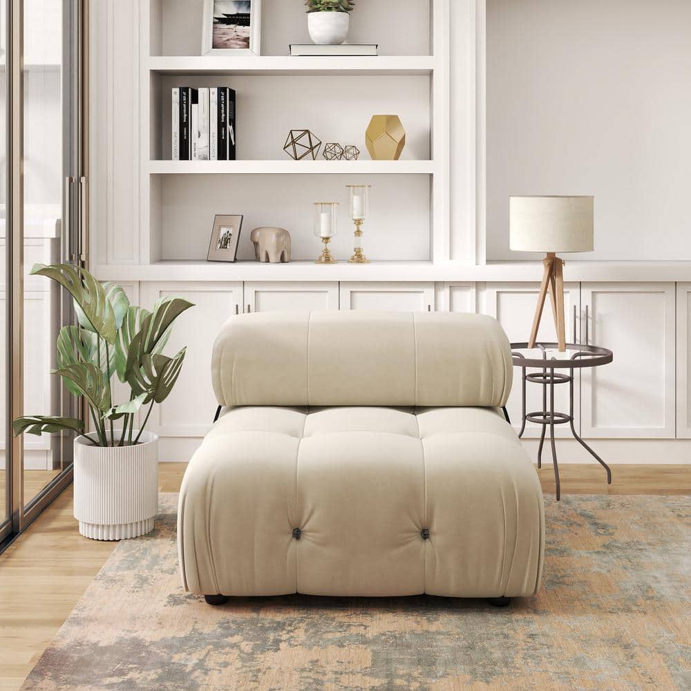Chameleon 34.6 in. Square Arm 1-piece Modern Velvet Modular Combination Sectional Sofa in. Beige price history on PriceWatchPro