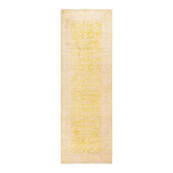 Solo Rugs Oushak One-of-a-Kind Traditional Yellow 3 ft. 3 in. x 9 ft. 10 in. Tribal Area Rug