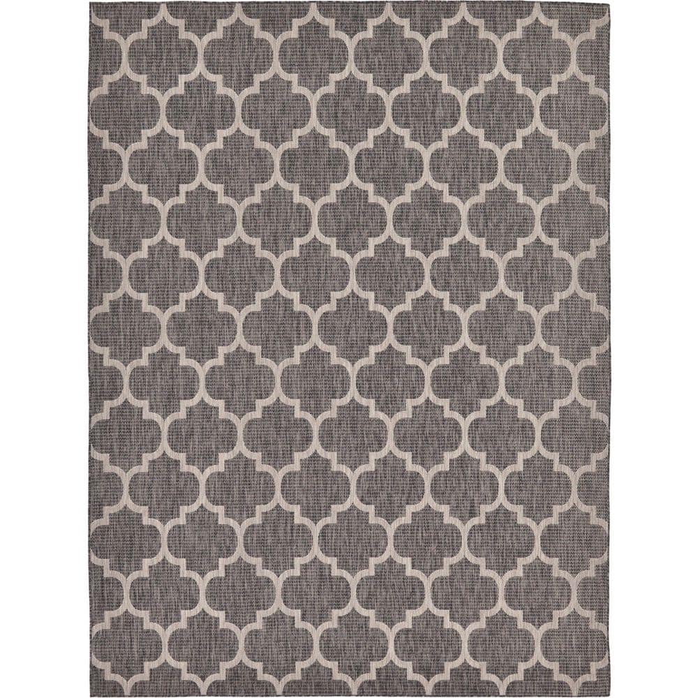 Trellis Charm Black Synthetic 9' x 12' Outdoor Area Rug