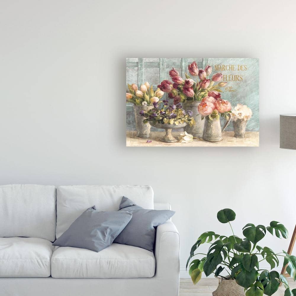 Marche Des Fleurs Blue Gold Floral Canvas Art 22'' x 32''