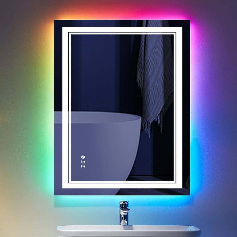 UPIKER 24 in. W x 36 in. H Rectangular Frameless LED Anti Fog Backlit ...