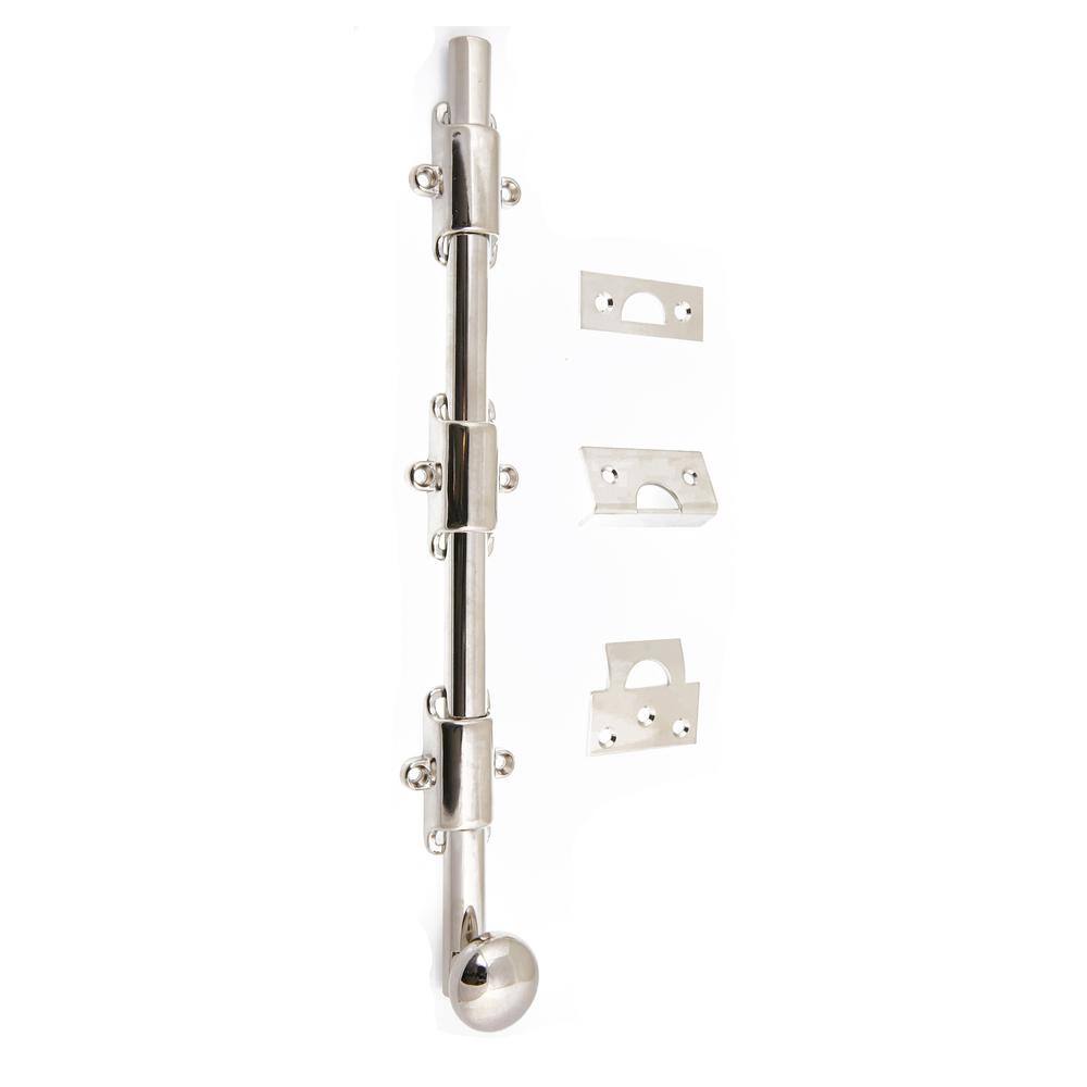 Heavy-Duty 12 in. Solid Brass Surface Bolt with Round Knob in Bright Nickel price history on PriceWatchPro