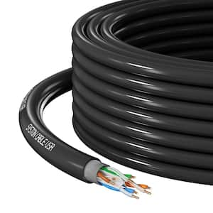 100 ft. Cat 6A+ Direct Burial Ethernet Network Cable 700 MHz Outside Plant Waterproof Dual-Layer Jacket Outdoor-Black