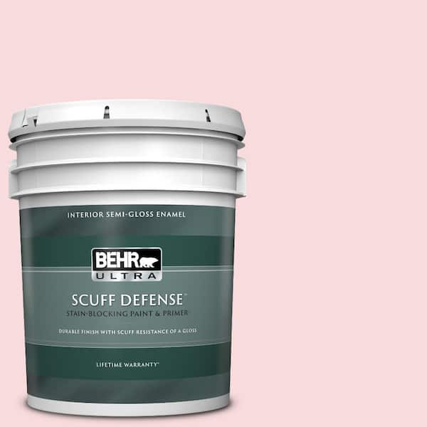 BEHR ULTRA 5 gal. #130C-1 Powdered Blush Extra Durable Semi-Gloss Enamel Interior Paint & Primer
