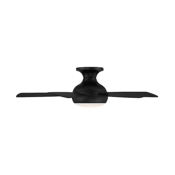 Odyssey 44 in. Smart Indoor/Outdoor Matte Black 5-Blade Flush Mount Ceiling Fan 3000K Integrated LED + Remote