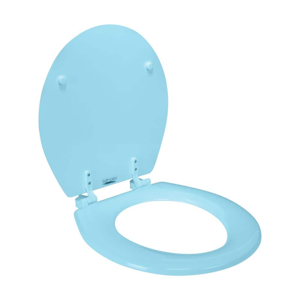 17" Blue MDF Wood Beveled Toilet Seat