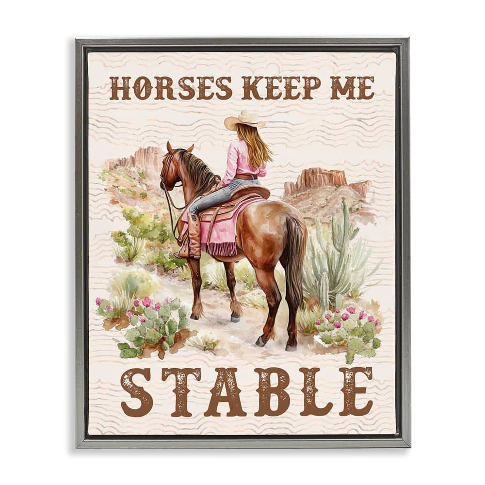 Horses Keep Me Stable by Lettered and Lined Gray Floater Frame People Graphic Art Print 31 in. x 25 in. price history on PriceWatchPro