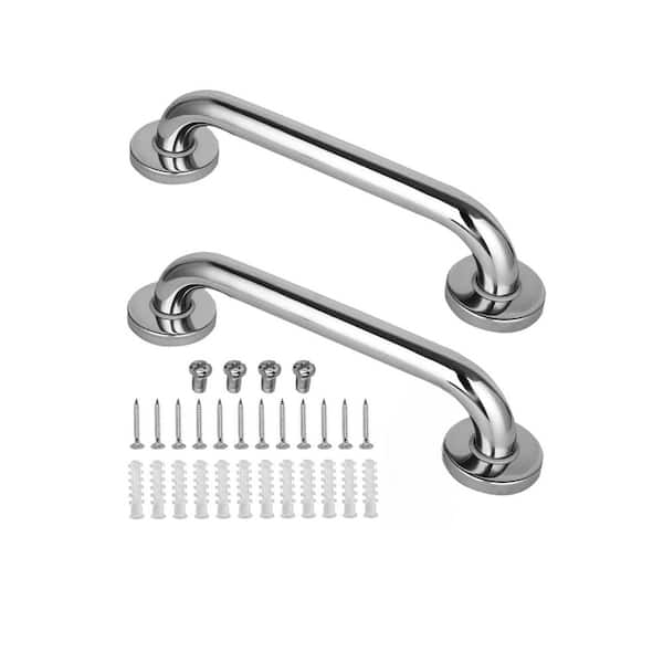 2 Pack Stainless Steel Safety Grab Bars 12 Inch Concealed Screw Bathroom Shower Handles for Elderly Handicap