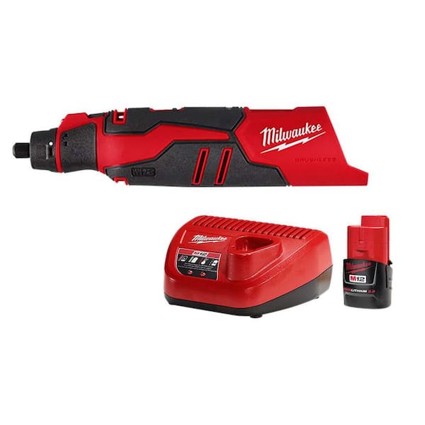M12 12V Lithium-Ion Cordless Brushless Rotary Tool with 2. 0Ah Battery and Charger Starter Kit