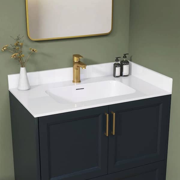 21 in. W x 3.5 in. H 1-Piece Solid Surface Vanity Sidesplash in White Engineered Stone Vanity Sink Countertop Sidesplash