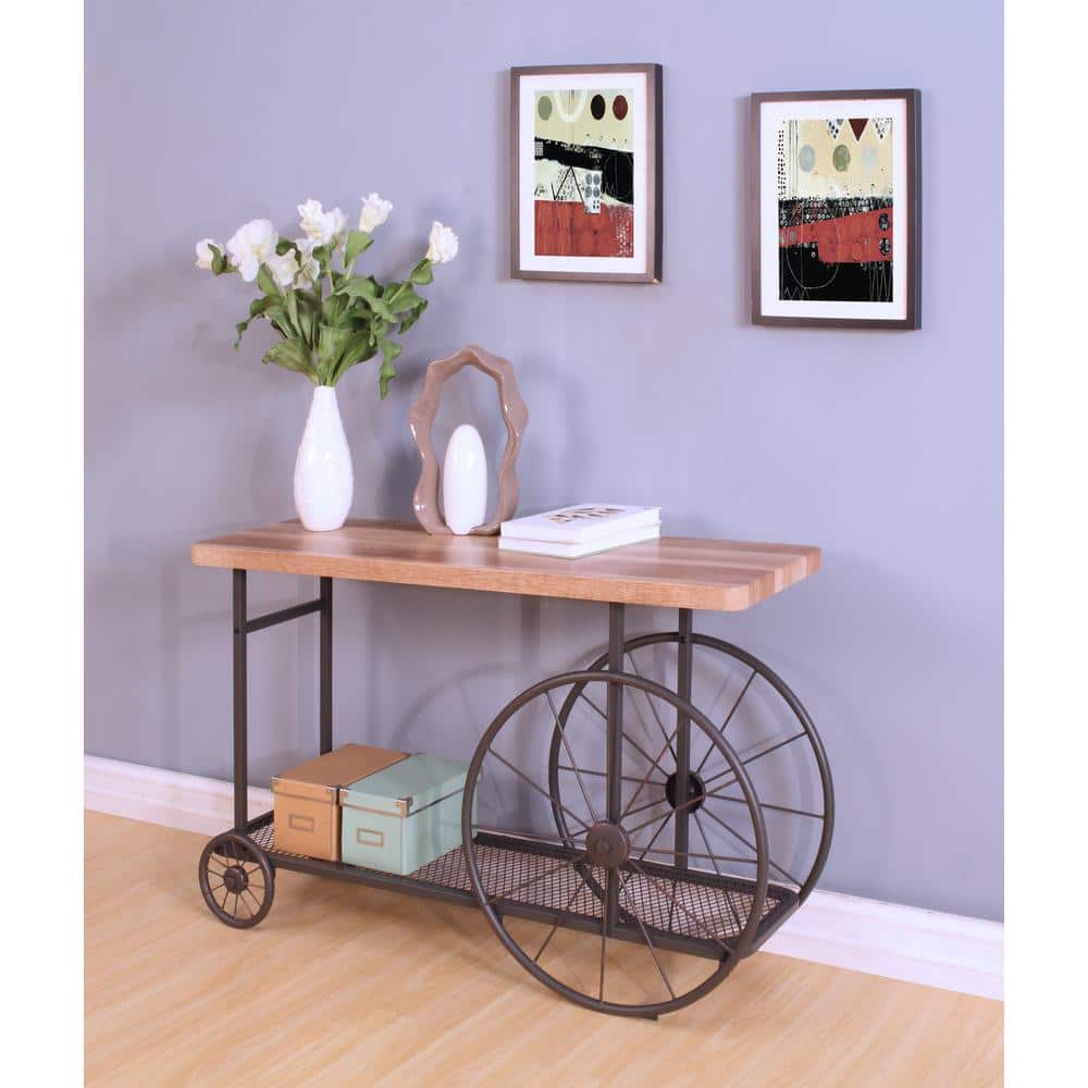 Francie 48" Oak and Antique Gray Industrial Console Table