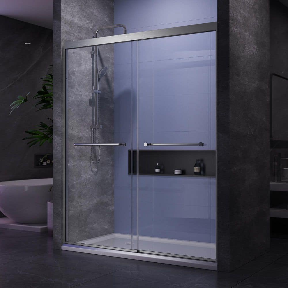 60 in. W x 72 in. H Sliding Framed Shower Door in Brushed Nichel with Tempered Glass price history on PriceWatchPro