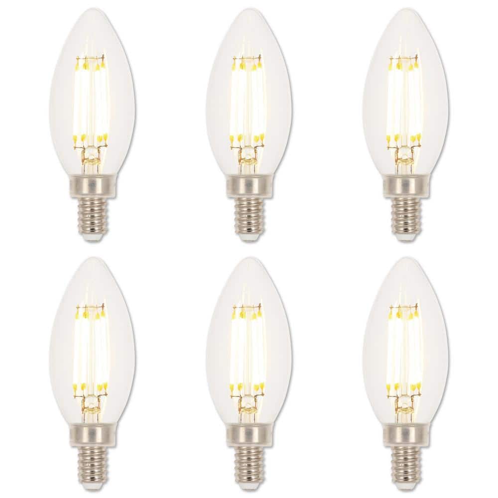 Clear Dimmable LED Candelabra Bulbs, 6-Pack, 2700K