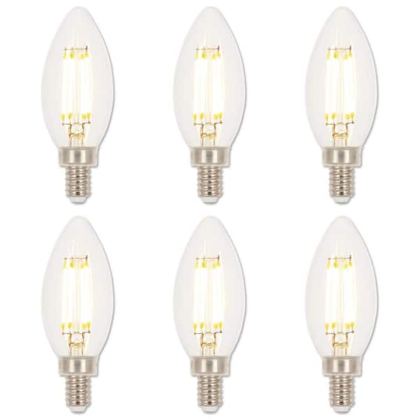 Westinghouse 60-Watt Equivalent B11 Dimmable Clear E12 Edison Filament LED Light Bulb 2700K (6-Pack)