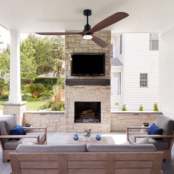 Shinevoy 72 in. Indoor/Outdoor Black Downrod Mount Ceiling Fan