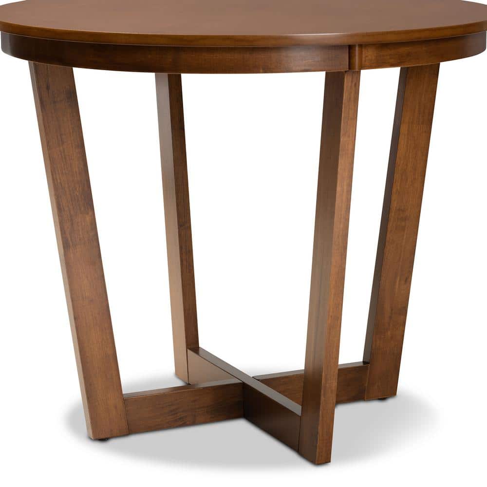 Alayna 36" Round Walnut Wood Contemporary Dining Table