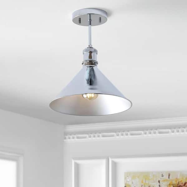 JONATHAN Y Nick 11 in. Chrome Metal LED Semi-Flush Mount