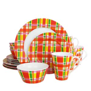 16-Piece Patterned Multicolor Porcelain Dinnerware Set (Service for 4)