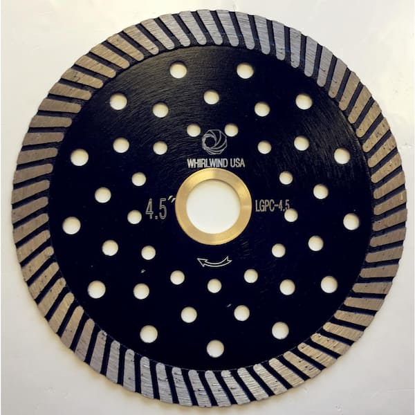 Whirlwind USA 4.5 in. Turbo Continuous Rim Diamond Blade for Dry or Wet Stone Cutting for Granite