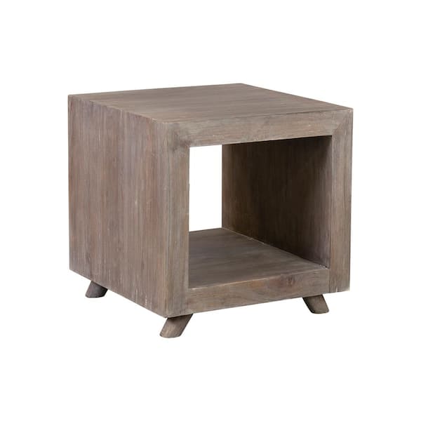 East At Main Brown Wash Kybos Cube Bedside/End Table