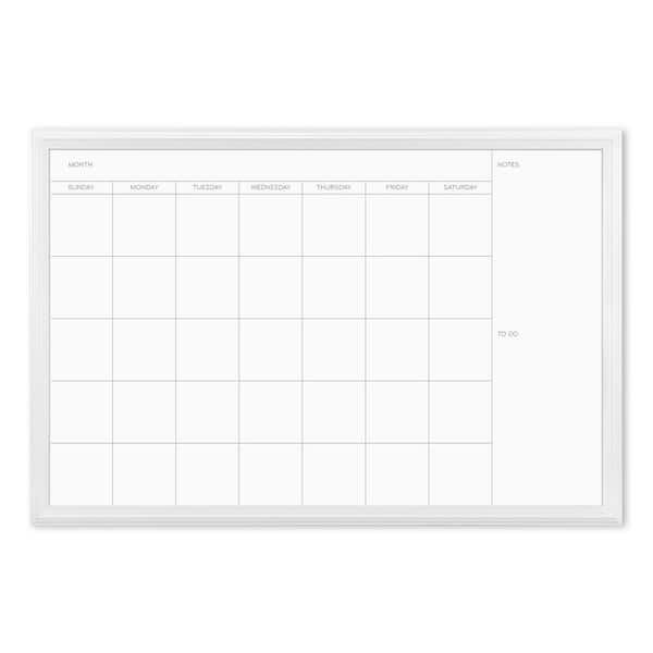 Magnetic Dry Erase Calendar Board 20 in. x 30 in. White Decor Frame