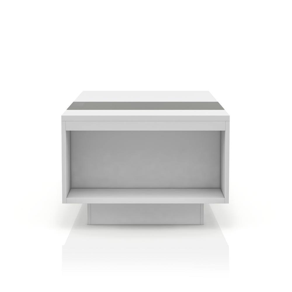Murphey 47-inch White and Black Glass Top Coffee Table with Storage