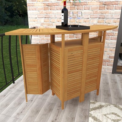 41 in. H Brown Teak Wood Traditional Outdoor Bar