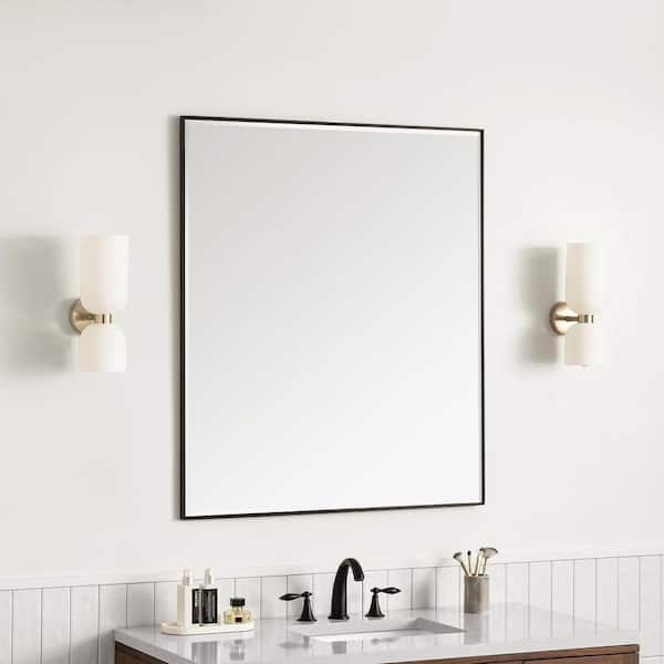 James Martin Vanities Rohe 36 in. W x 42 in. H Rectangular Framed Wall Bathroom Vanity Mirror in Matte Black