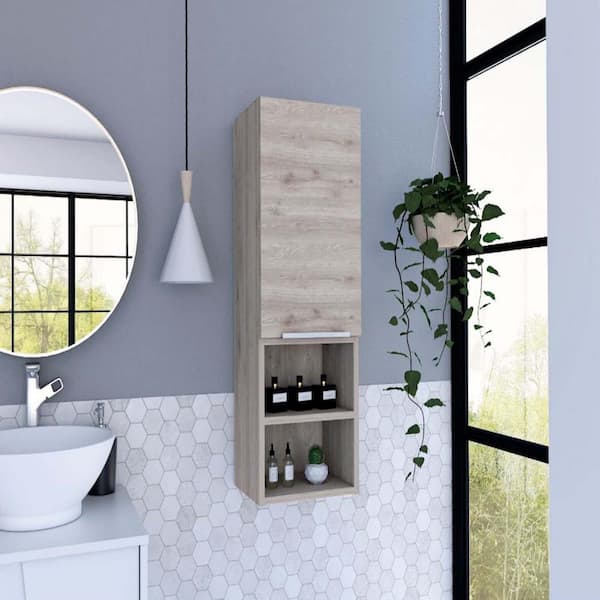 Unbranded 11.80 in. W x 10 in. D Storage Cabinet, Bathroom Wall Cabinet with 4-Shelves, Floating Decorative Wall Shelf, Light Gray