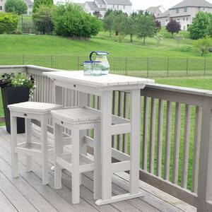 Lehigh White 3-Piece Recycled Plastic Rectangular Outdoor Bar Height Dining Set