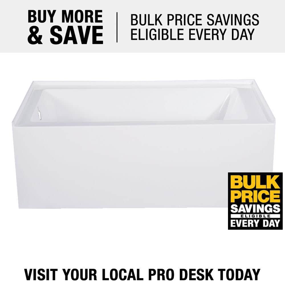 Aqua Eden 54-Inch White Acrylic Alcove Tub with Left Hand Drain