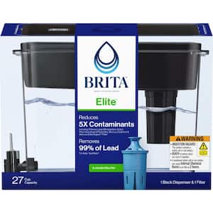 UltraMax 27-Cup Extra Large Filtered Water Dispenser in Black with 1 Elite Filter, BPA Free