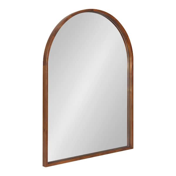 Kate and Laurel Valenti 23.62 in. W x 31.50 in. H Walnut Brown Arch Scandinavian Framed Decorative Wall Mirror