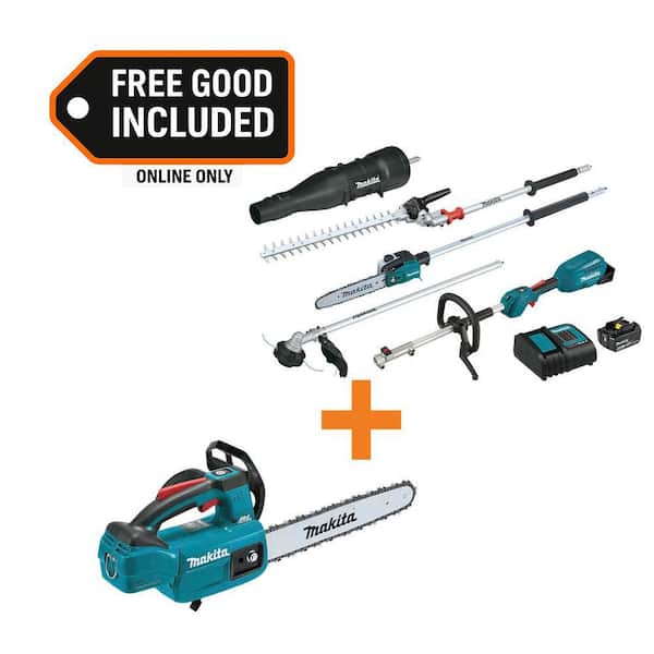 18V LXT Couple Shaft Power Head Kit w/Trimmer, Pole Saw, Hedge Trimmer & Blower Attach, 4.0Ah and LXT Brushless Chainsaw