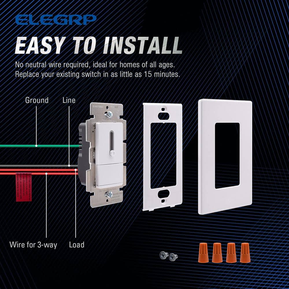 White Thermoplastic Double Pole Dimmer with Wall Plate