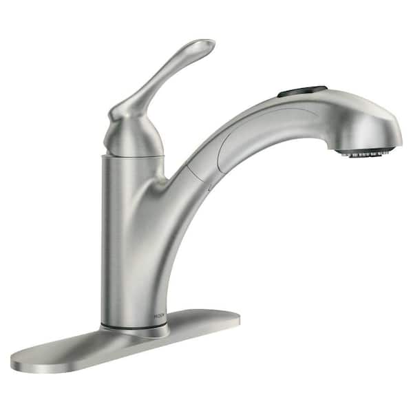MOEN Banbury Single-Handle Pull-Out Sprayer Kitchen Faucet with Power Clean in Spot Resist Stainless