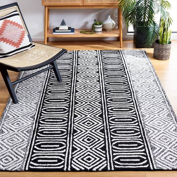 Capri 8 ft. x 10 ft. Ivory/Black Striped Geometric Diamond Area Rug