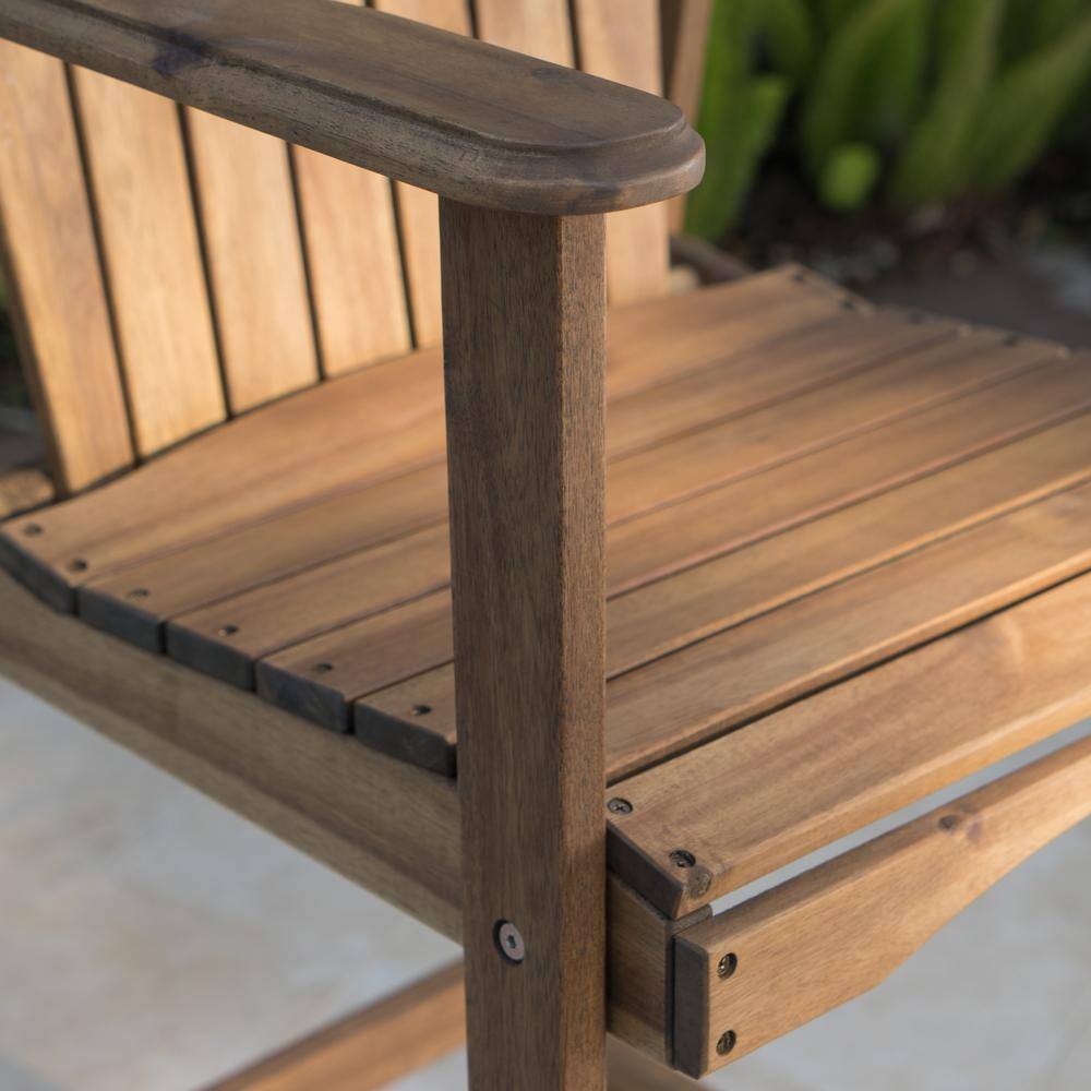 Natural Acacia Wood Outdoor Adirondack Barstools with Arms, Set of 2