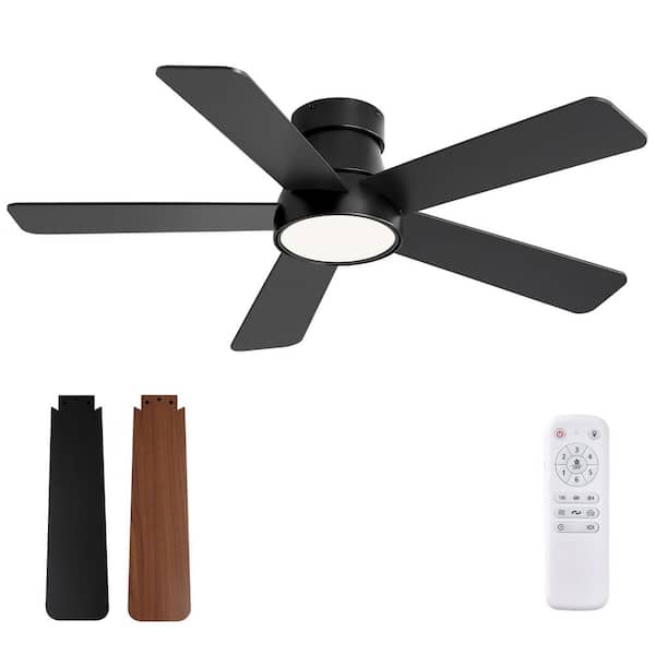 MOKSILED 42 in. Black Indoor 3-Color LED 6-Speed Quiet