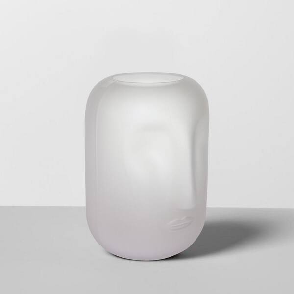 Benjara White Contemporary Frosted Glass Face Sculpture Vase